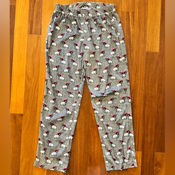 Juniors Red & Grey French Bulldog Christmas Print Pajama Set Top & Bottom Size M - Picture 3 of 6
